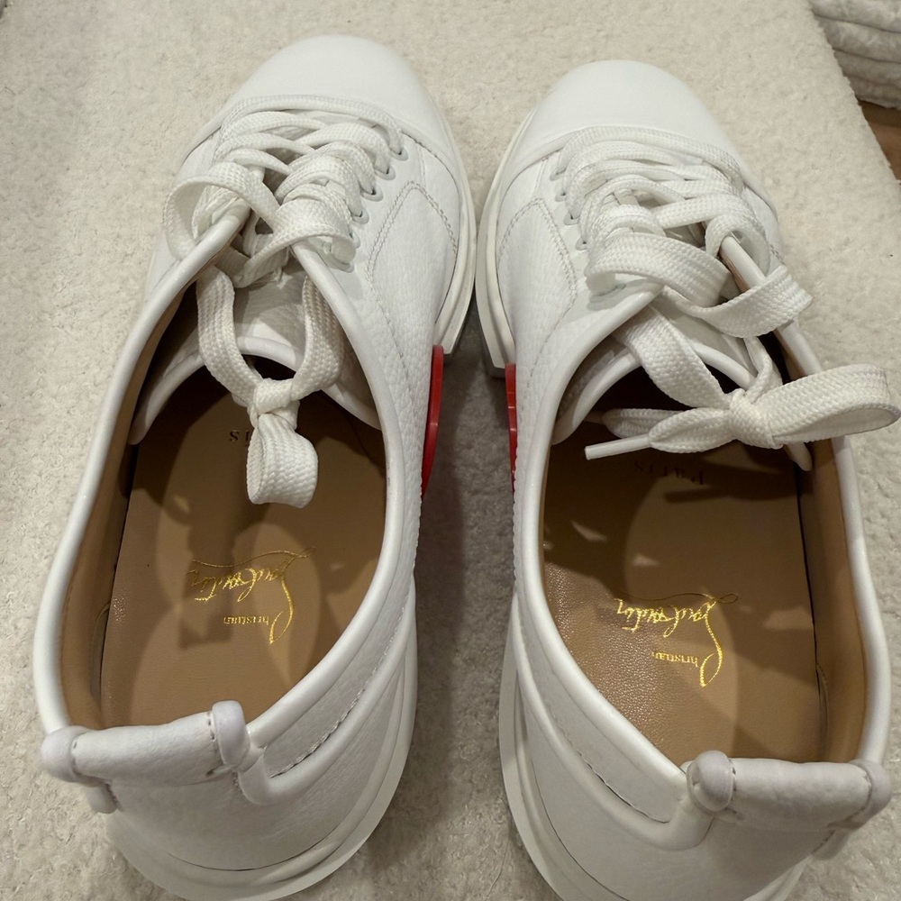 Christian Louboutin White and Red Sneakers - Picture 2 of 3